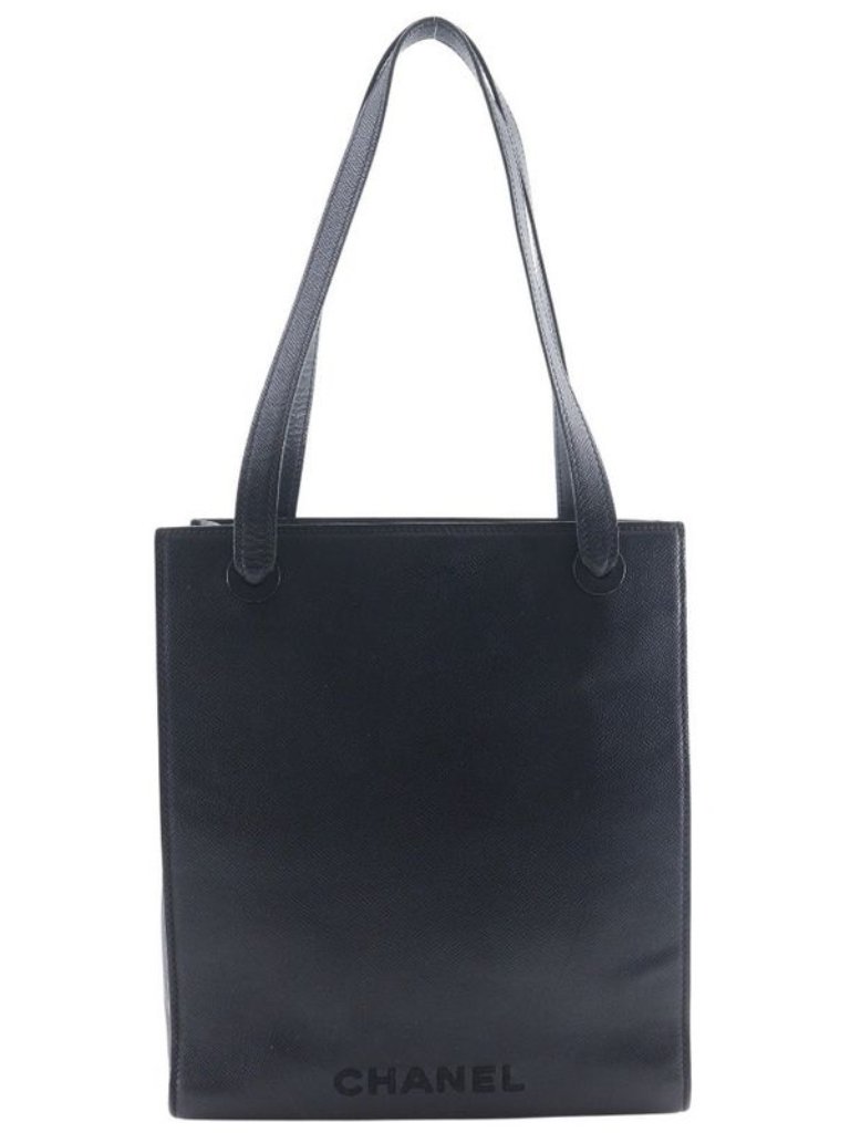 Chanel Logo Caviar Leather Black Tote Bag